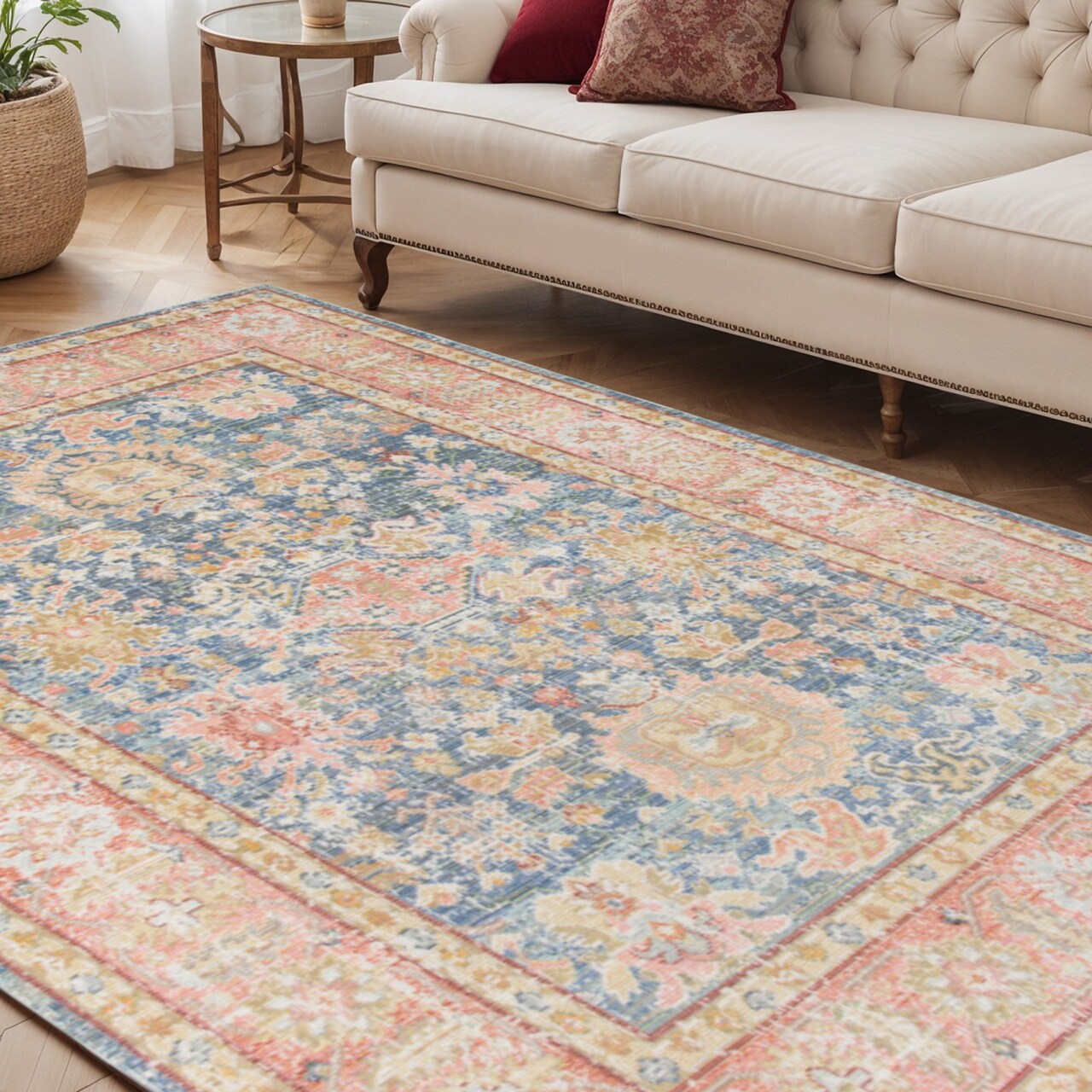 Edge Collections - 5' X 8' - Multicolor - Artistic Area Rug Floral for Living Space - 1 Piece